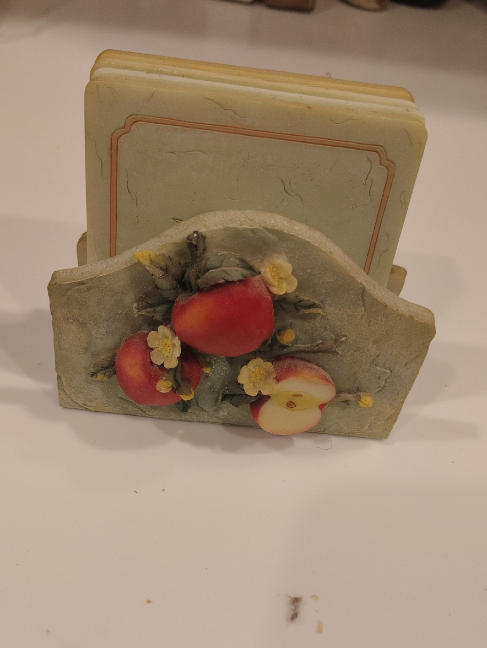 Decorative Apple Coaster Holder in Green and Red